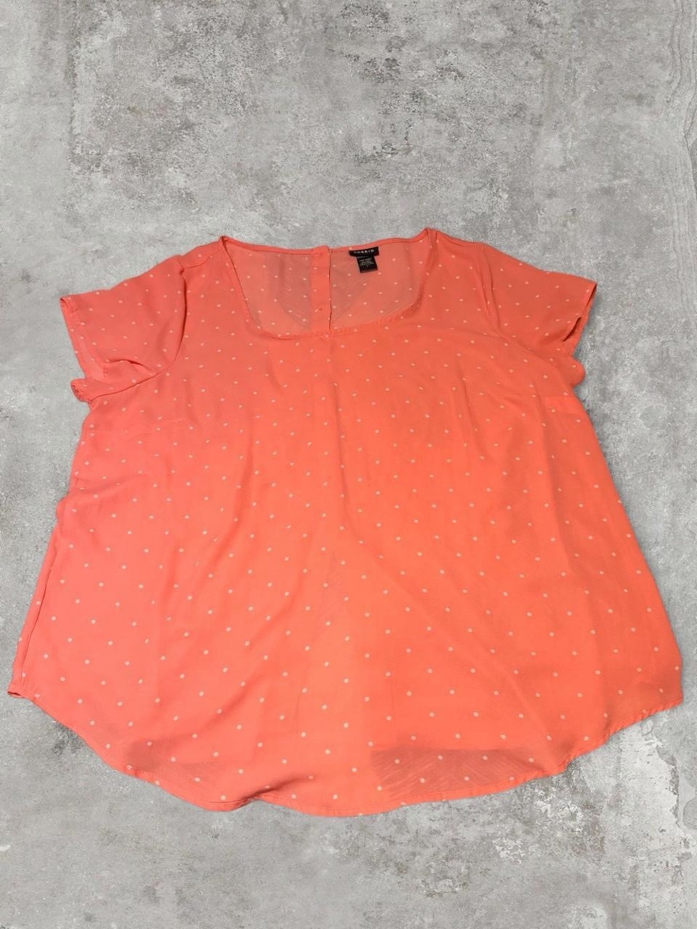 torrid Coral Scoop-Neck Dot Blouse